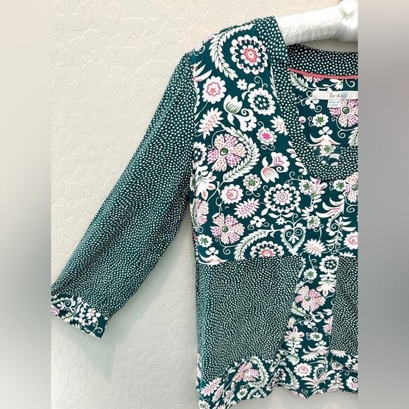 BODEN | Green Mixed Print Floral Polka Dot Print Blouse Viscose | Size 8 - Picture 3 of 7